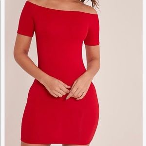 Off Shoulder Red Bodycon
